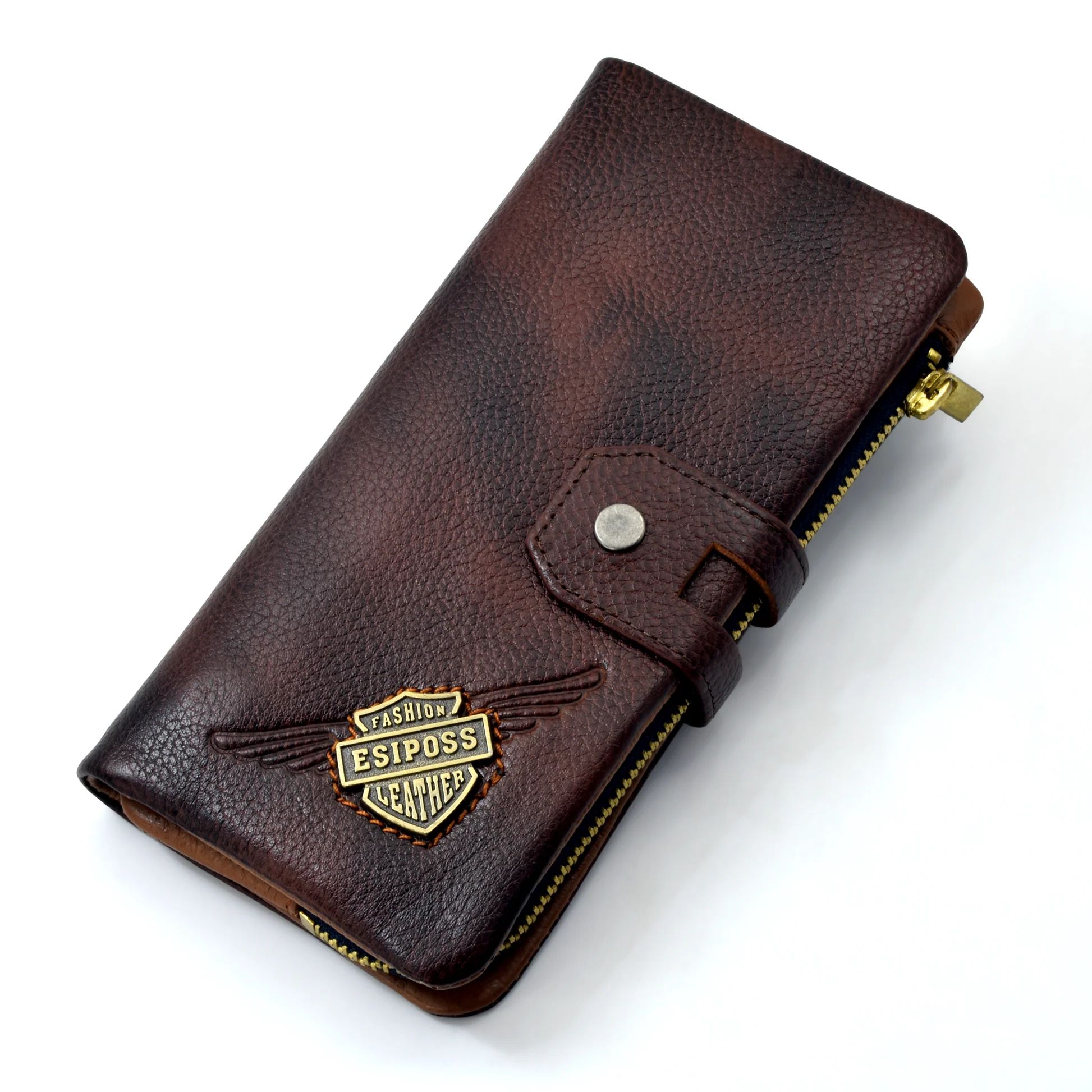 Esiposs Genuine Cowhide Leather Long Wallet for Men