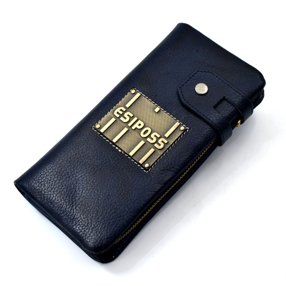 Esiposs Premium Textured Genuine Leather Long Wallet for Men